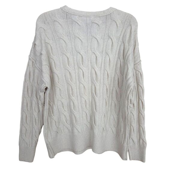 NWT VIGOSS Cream Cable Knit Sweater L Oversized Cozy Neutral Textured Pullover - Picture 3 of 7